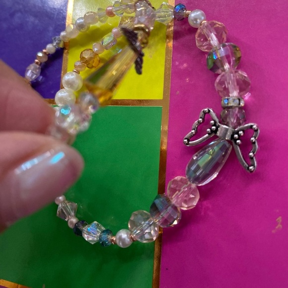 Hand made Pink Beaded Angel Charm Bracelets - Picture 6 of 7